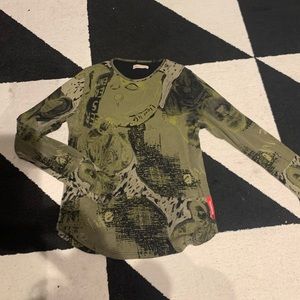 Desigual green printed long sleeve tshirt